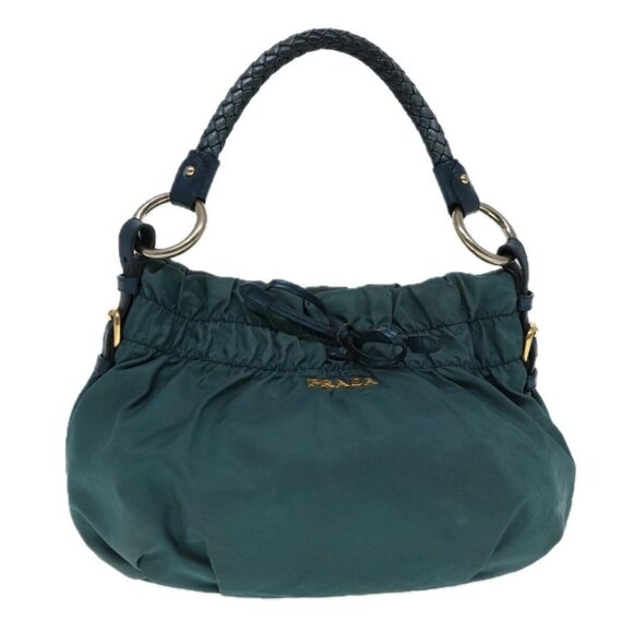 PRADA Hand Bag Nylon Green Gold Auth - Picture 11 of 16